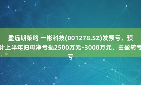 盈远期策略 一彬科技(001278.SZ)发预亏，预计上半年归母净亏损2500万元–3000万元，由盈转亏